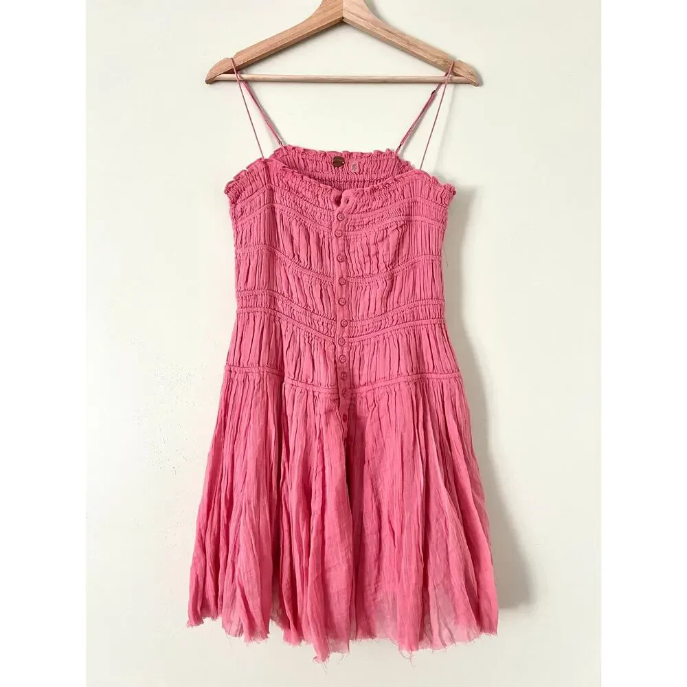 Free People FP One Lausanne Slip Pink Women's Dress Summer A-Line Medium - Picture 1 of 3